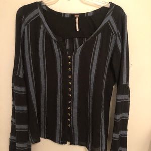 Free people striped long sleeve blouse